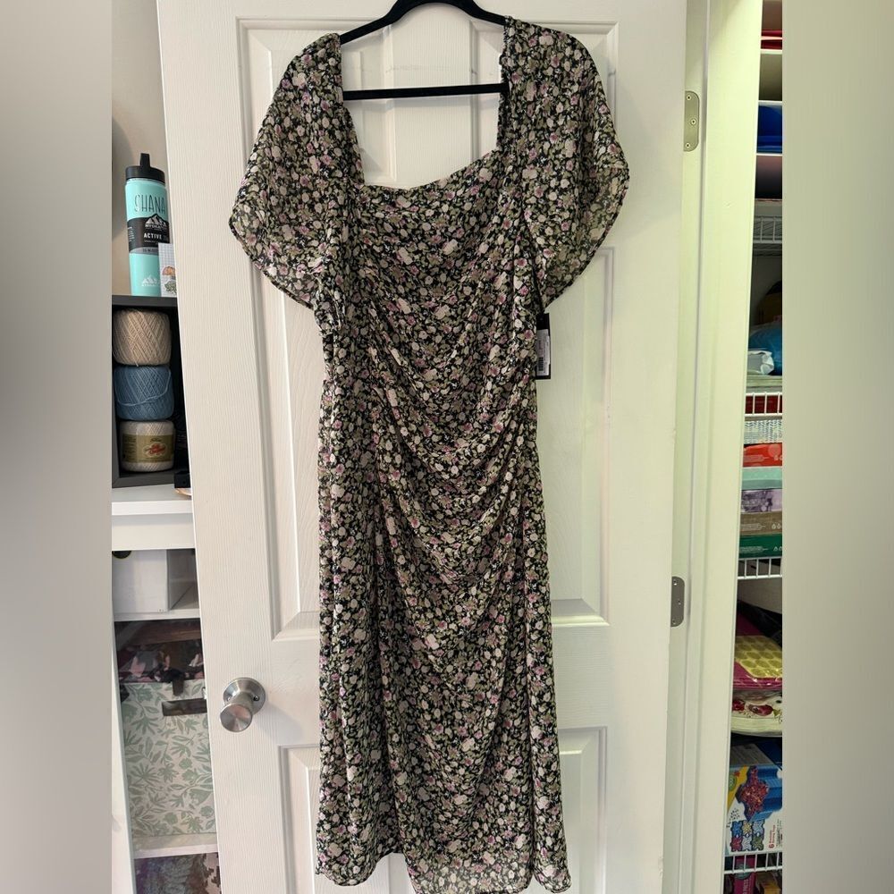 Black Tape Floral Dress - Picture 1 of 7